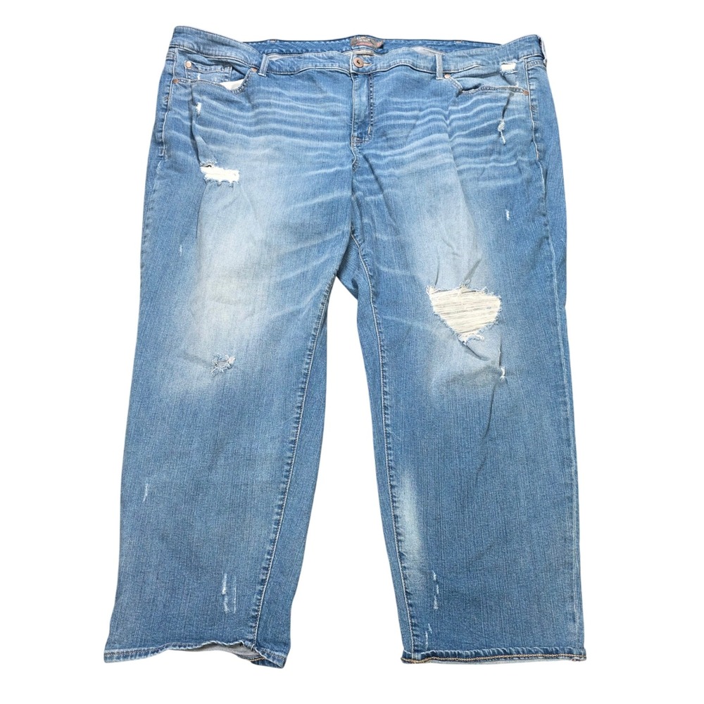 Torrid Boyfriend Straight Distressed Jeans Women's Size 30R Blue Vintage Stretch